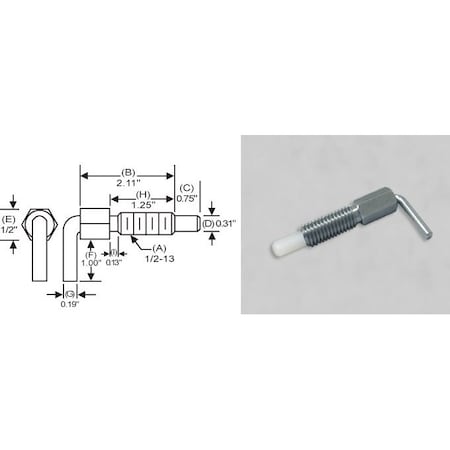 S & W Manufacturing L-Handle, Non Lck Nyl Nose, 1/2-13", 1-1/4" NLN-5